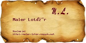 Maler Lotár névjegykártya